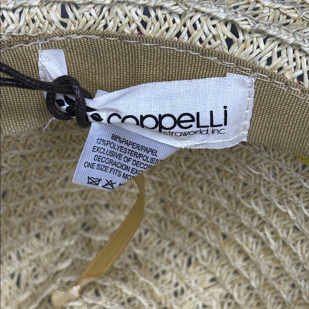 Cappelli Straworld Cream Woven Hat with Pink and Green Trim - Picture 8 of 9